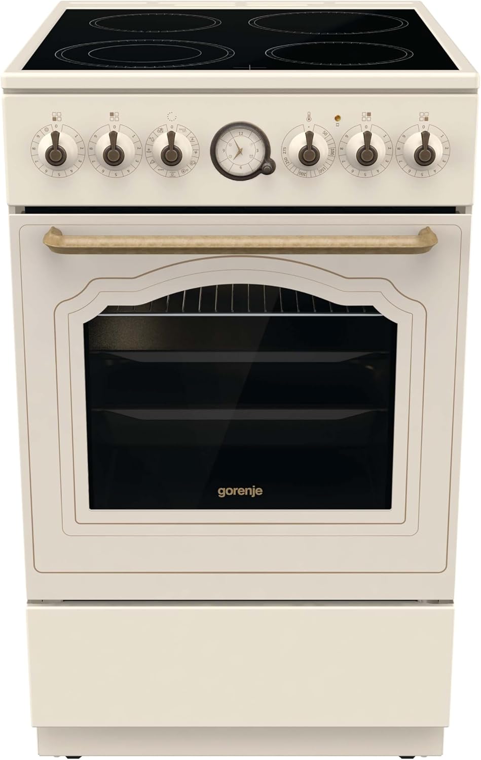 Gorenje Elektroherd, 70 Liter, 50 cm, Champagner/Schwarz, Classico GECS 5B70CLI Elektrostandherd