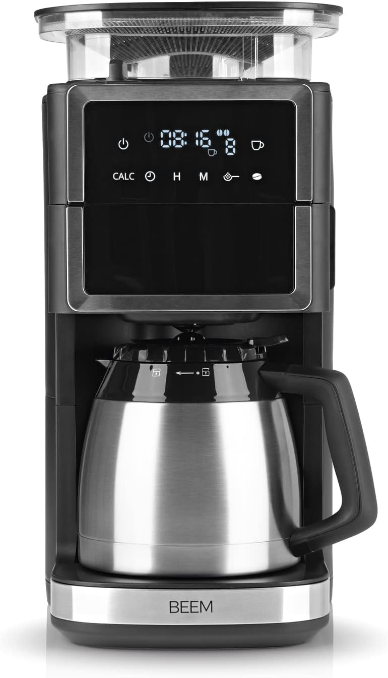 BEEM Kaffeemaschine, 1000 W, Schwarz/Silber, FRESH-AROMA-PERFECT III Filter mit Mahlwerk - Thermo, Edelstahl, Mit Isolierkanne & Aroma-Plus-Funktion