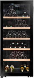 La Sommeliere Weinkühlschrank, Schwarz, LS117BLACK, 121 Flaschen, Temperier-Servier-Weinschrank, Glastür aus UV-un durchlässigem Glas