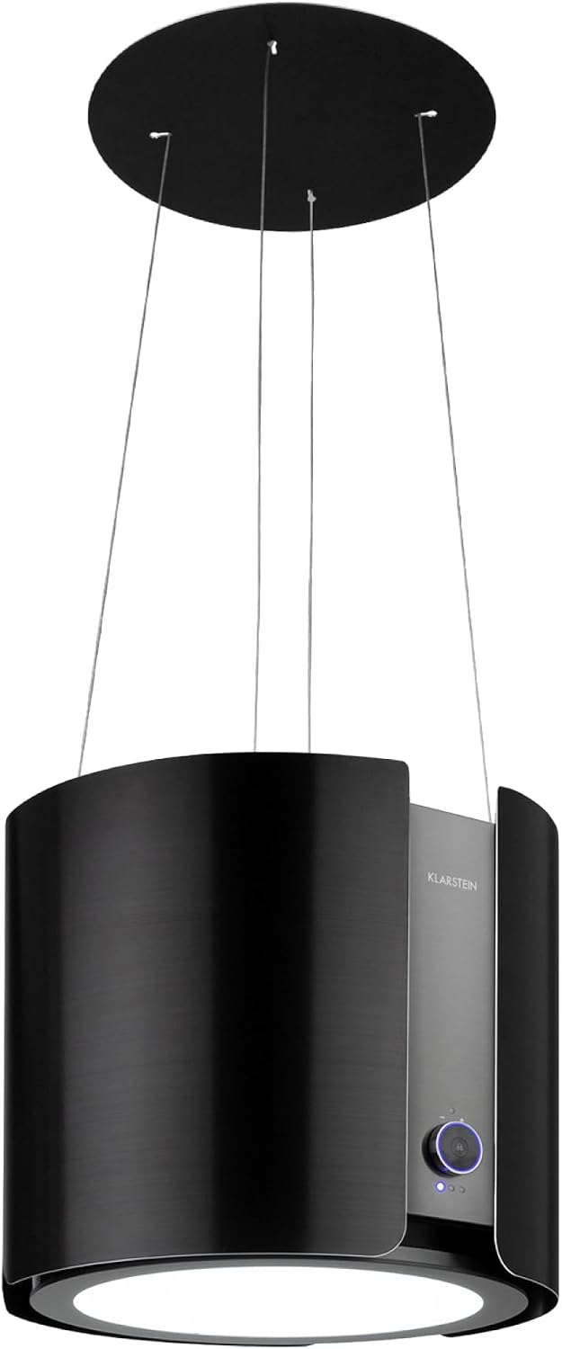 Klarstein Dunstabzugshaube, 45 x 42 cm, 402 m, 200 W, Schwarz, Skyfall Smart - freihängede Abzugshaube, Umluft/Abluft