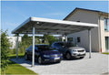 AMBIENTE HOME Garten,Gartenhäuser & Aufbewahrung,Carports, Silber, Doppelcarport Carport für 2 Autos inkl. 15 Solarmodule