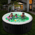 Obqer Badewannen mit Sprudelfunktion, 799 Liter, 2400 W, Schwarz/Weiß, Hot Tub Aufblasbar für 4 Personen Mit LED