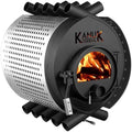 Kanuk Kaminofen, 15 kW, Schwarz/Silber, Warmluftofen ® Original - Werkstattofen - Schwedenofen -, ohne Untergestell)
