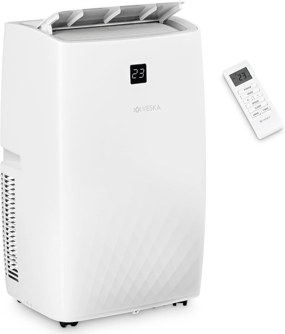 VESKA Klimaanlage, Weiß, Mobil 12000 BTU/h (3.500 Watt) - Mobiles Klimagerät 4in1, 24h-Timer, Luftentfeuchter, Nachtmodus (12000 BTU)
