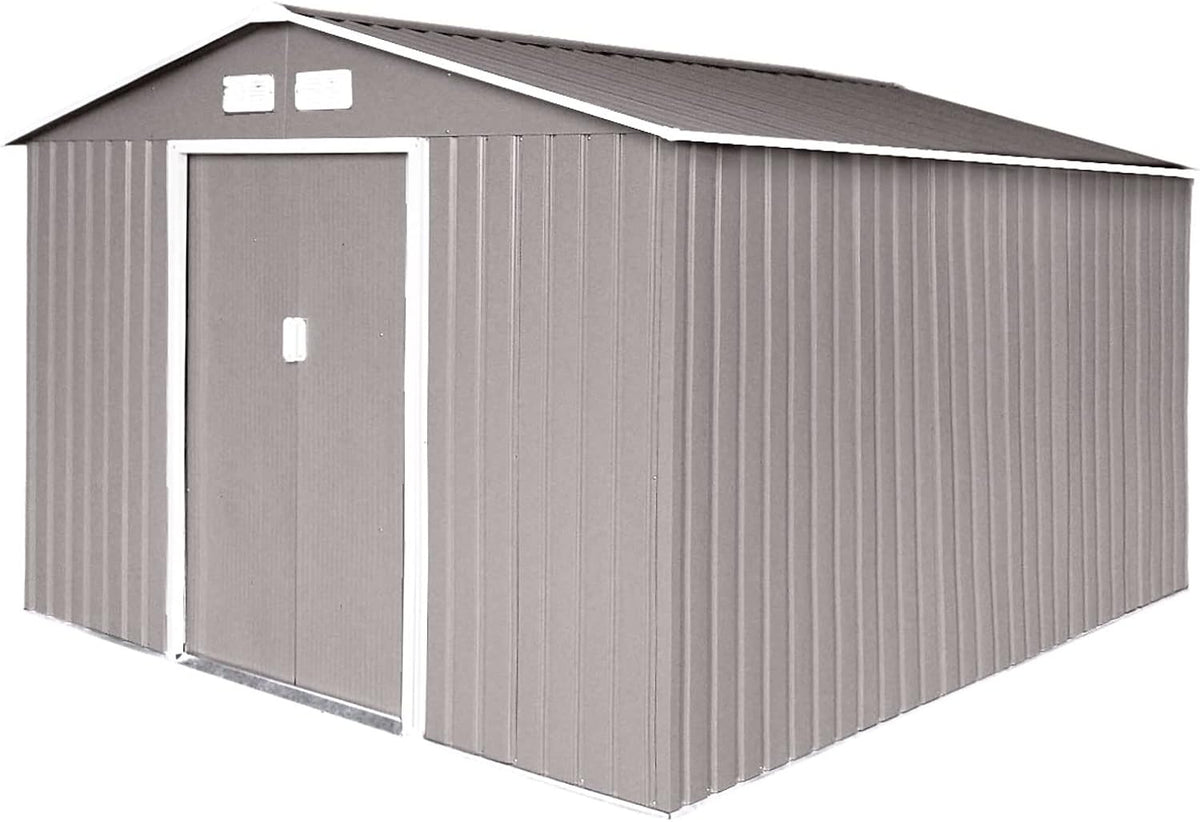 HATTORO Gerätehaus, 277x319x192 cm, Hellgrau, S300 Metall XXXL Geräteschuppen Garten Schuppen Gartenh