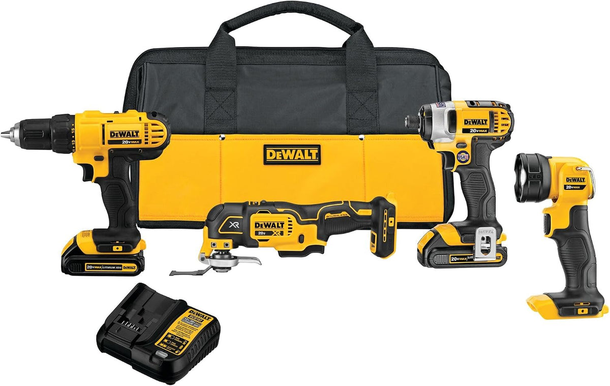DEWALT Akkuschrauber, 20 V, Gelb/Schwarz, DCK444C2 MAX Cordless 4-Tool Combo Kit