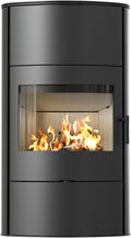 kratki Kaminofen, 150 mm, 8 kW, Schwarz, Rollo mit Raumluftunabhängig Ø, BImSchV Stufe 2, EEK A+ - HKI - Verkleidung
