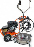 ViMa24 Hochdruckreiniger, 250 bar, 420 cm, 6,5 L, 10m, Schwarz/Orange/Silber, Benzin 15PS Tank Flächenreiniger ³ Hochdruckschlauch