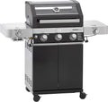 RÖSLE Gasgrill, Schwarz/Silber, BBQ-Station VIDERO G3-S Schwarz, Grill mit 3 Edelstahlbrennern, extra Primezone und Seitenbrenner