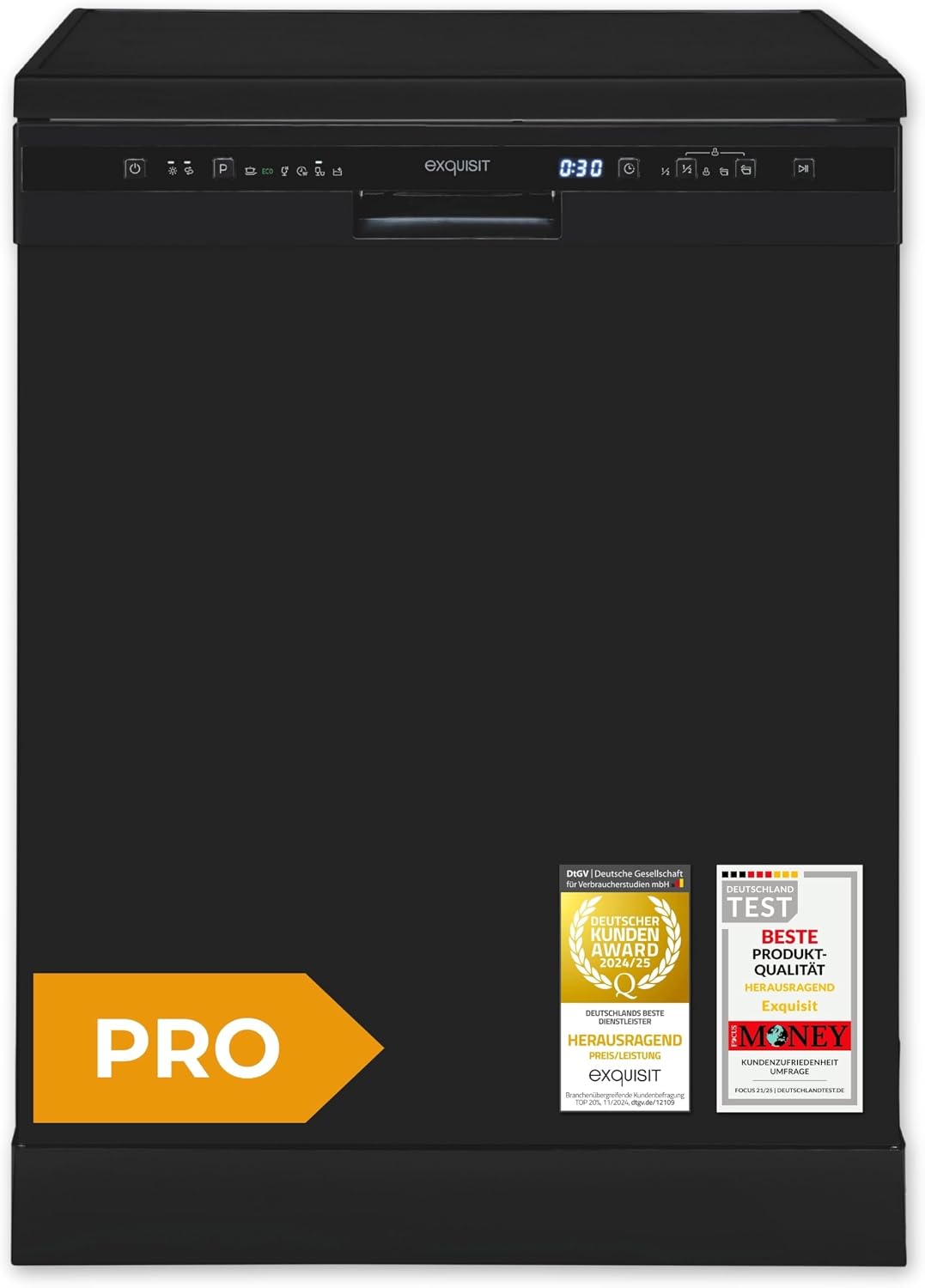 Exquisit Geschirrspüler, 47 dB, 60 cm, Schwarz, Breite, 14 Gedecke, Energieklasse C, 6 Programme, Selbstreinigung