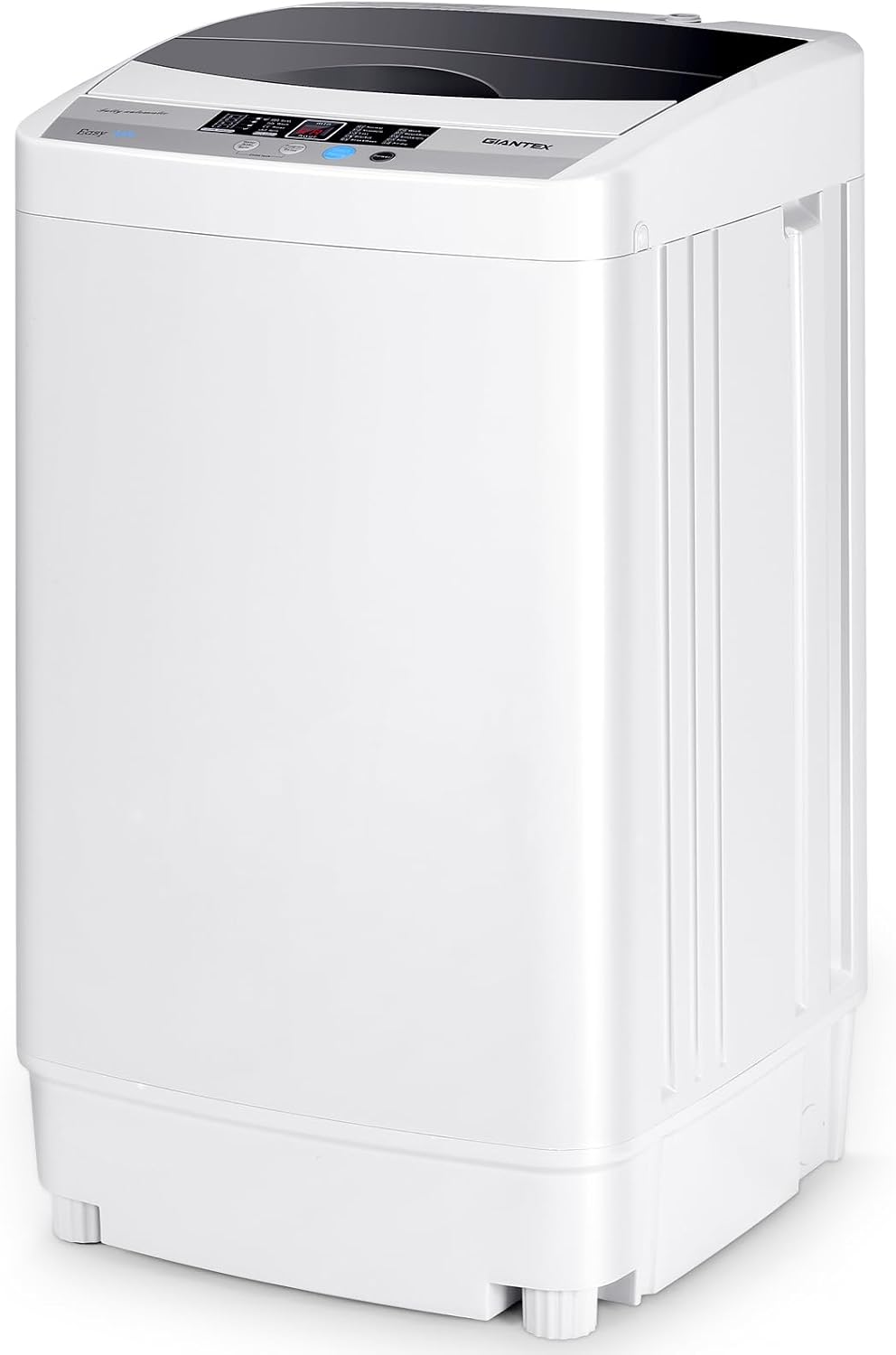 COSTWAY Waschmaschine, 50×50×85 cm, 4,5KG, 310 W, Weiß/Schwarz, Toplader Waschvollautomat mit Pump, Schleuder, Display