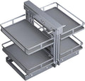 YVYKFZD Organizer zum Herausziehen, 31 cm, 36 cm, 41 cm, Grau, Teleskopschublade Eckschrank, 2-stufiger Ausziehbare Schublade Küche