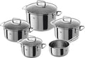 ZWILLING Backofen, Silber, Quadro Kochtopf-Set 5-teilig mit Glasdeckel, Induktionsgeeignet, Unbeschichtet, Edelstahl