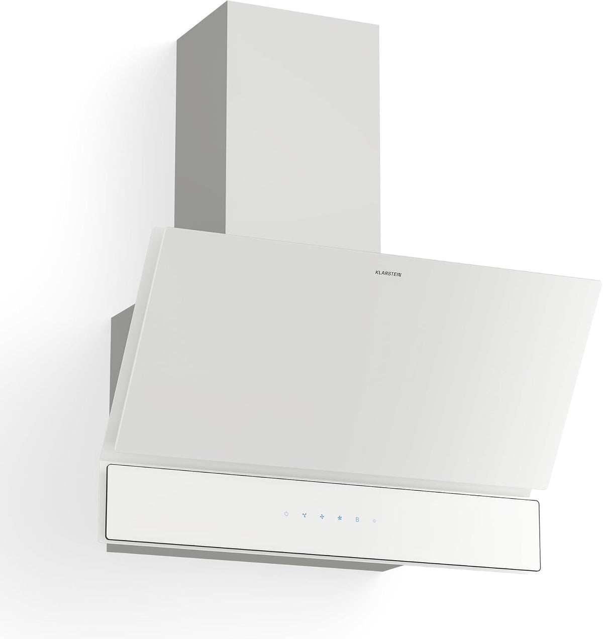Klarstein Dunstabzugshaube, 60 cm, 820 m, Weiß, Velaire - Kopffreihaube, ³/h Boost, A++ Energieeffizienz, Touch-Bedienung