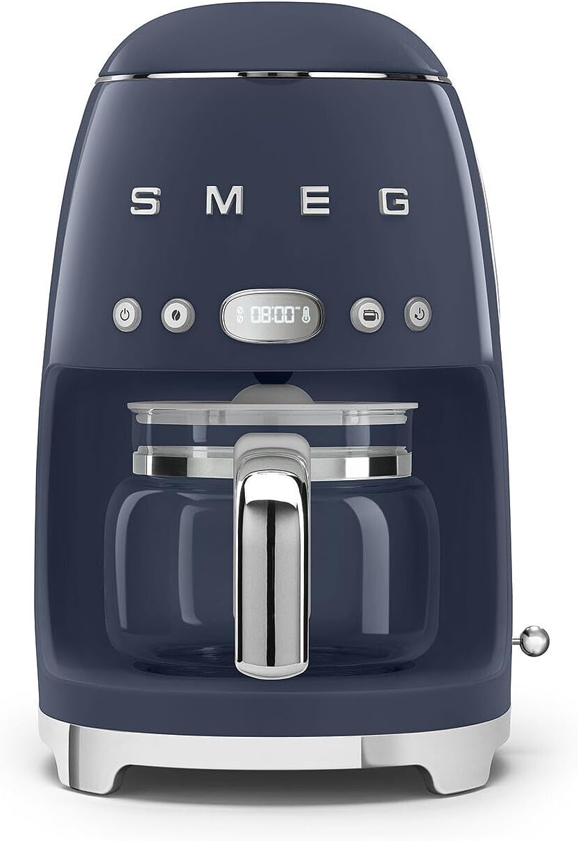 Smeg Kaffeemaschine, 1050 W, Dunkelblau, DCF02NBEU, Filter-, Aroma und Autostart-Funktion, Glaskaraffe bis 12 Tassen