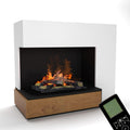 GLOW FIRE Elektrokamin, 109x90 cm, Weiß/Schwarz/Holzfarben, Wasserdampf Kamin PLANCK Links (Standkamin) - mit, Knistereffekt & Fernbedienung