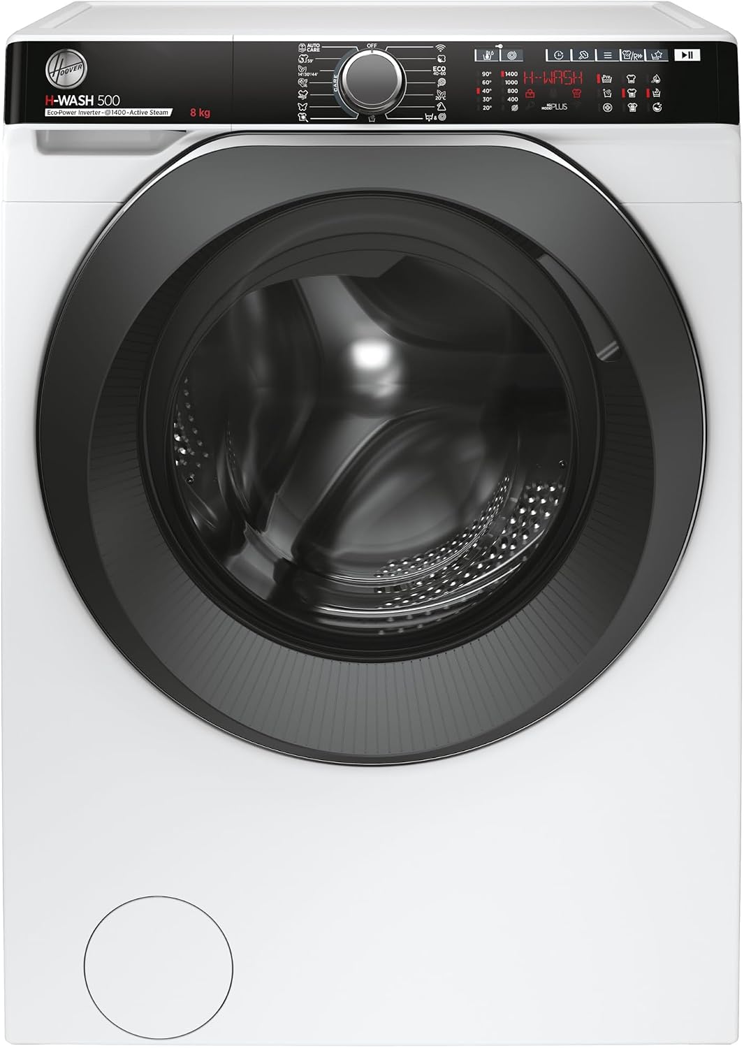 Hoover Waschmaschine, 8 kg, weiß/schwarz, H-WASH 500 HWP 48AMBC/1-S / /Klasse A/Eco-Power Inverter