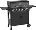 TAINO Gasgrill, Schwarz, BRANDO 6+1 6 Brenner Seitenkocher BBQ Grillwagen er