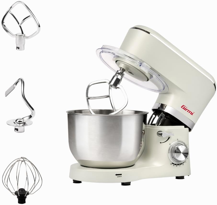 Girmi Knet- & Rührmaschinen, 6 Liter, 1500 W, 2,4 kg, Weiß/Silber, IM47 Knetmaschine, Fassungsvermögen, Teig bis