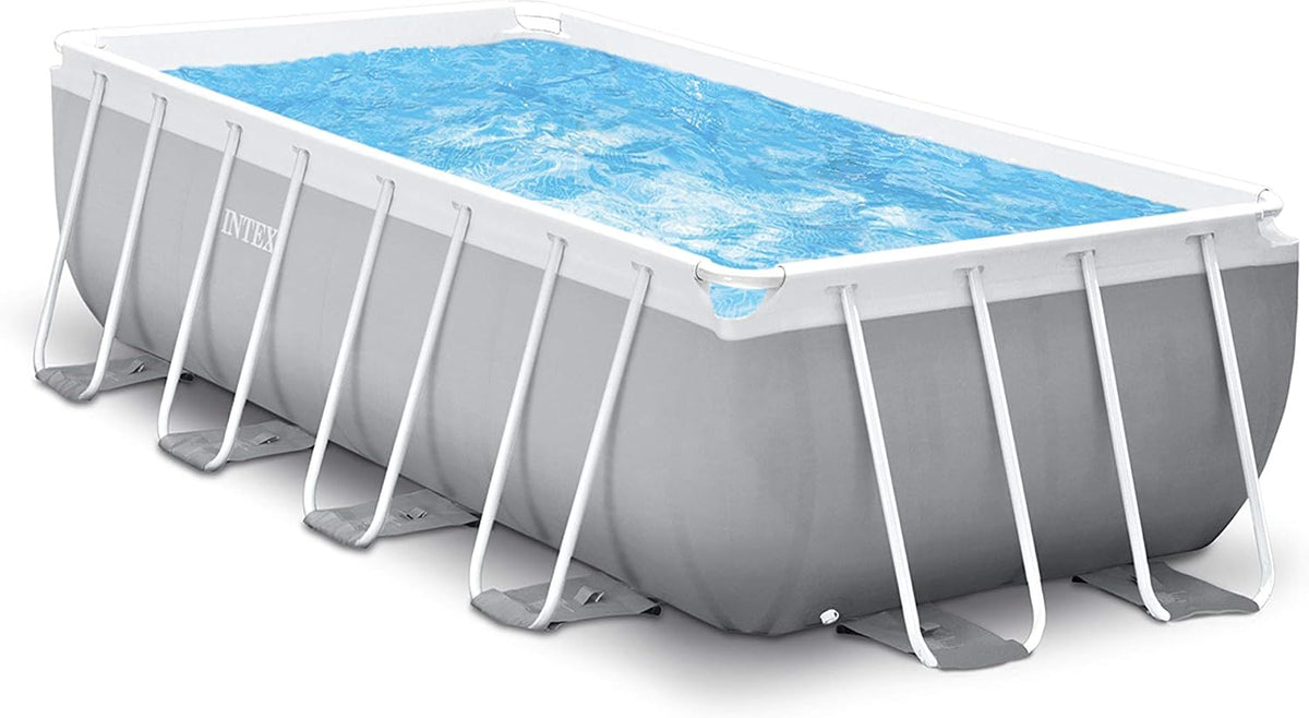 Intex Stahlrahmenpool, 1.22M, 4M, Grau/Blau/Weiß, X 2M X Prism Frame Rectangular Pool Set