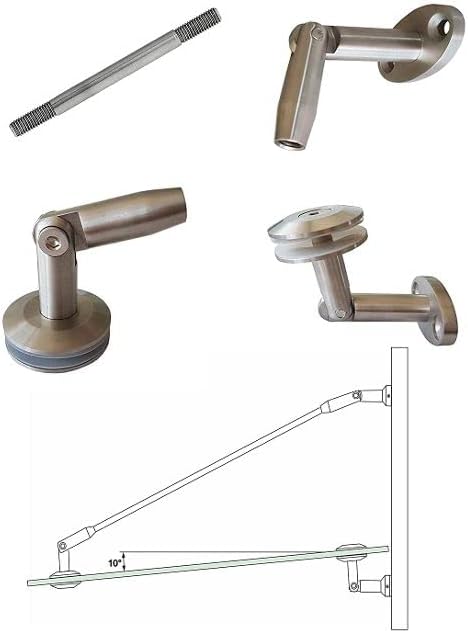 Bayram Baumarkt,Baubedarf,Baustoffe, 90x200 cm, Silber, Vordach nach Auswahl für Haustür Zugstreben Glasvordach
