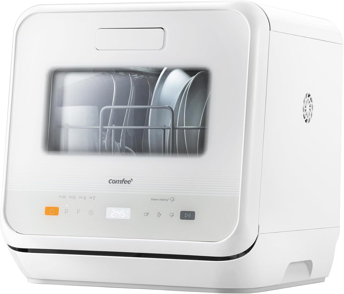 Comfee Tischgeschirrspüler, Weiß, Theken-Spülmaschine, Mini- mit 6 Programmen, Dampfwäsche, Babypflege und Obstwäsche