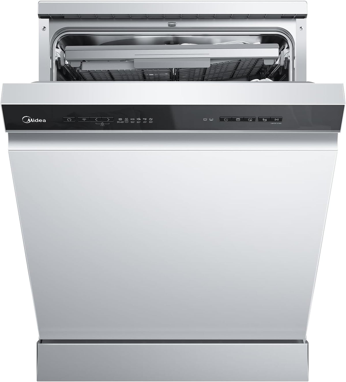 Midea Geschirrspüler, 60 cm, 42 db, 60 cm, Silber, SF 7.60NW14B Freistehend & Unterbaufähig, 14 Maßgedecke, 8 Programme