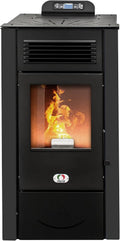 STUFE A PELLET ITALIA Öfen, 12 Kw, 120m, Schwarz, San Diego WiFi 5 Sterne, Zertifizierte-Effizienz 91% Heizt ² Autonomie 15 Std 5