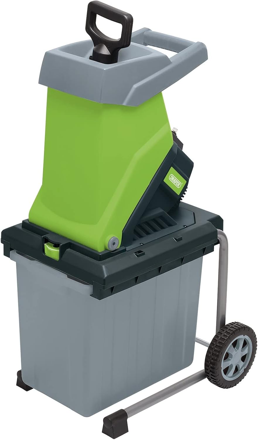 Draper Häcksler & Mulcher, 2500 W, 230 V, 65 kg, 50 l, Grün/Grau/Schwarz, Elektrischer Gartenhäcksler, Schneller Holzhacker