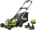 RYOBI Rasenmäher, Bürstenloser Motor mit automatischer Messergeschwindigkeitsanpassung für Energieeffizienz., 4,0 Ah, 40 cm, 18 V, Grün/Schwarz