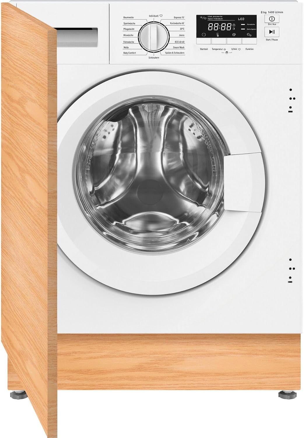 amica-group Waschmaschine, 34660 W, 8 kg, Weiß/Holz, EWA EB-Waschautomat A 1400U vollintegriert