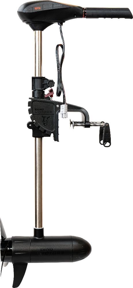 Rhino Motors Außenborder, 10 kg, 79 cm, 560 W, 12 V, Schwarz/Silber, VX 65 V2 Elektro Außenbordmotor, 65 lbs Schubkraft