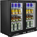 METRO Professional Getränkekühlschrank, 200 L, 160 W, Schwarz, Getränkekühler GBC1002, mit 2 Glastüren, Flaschenkühlschrank mit 6 Einlegeböden