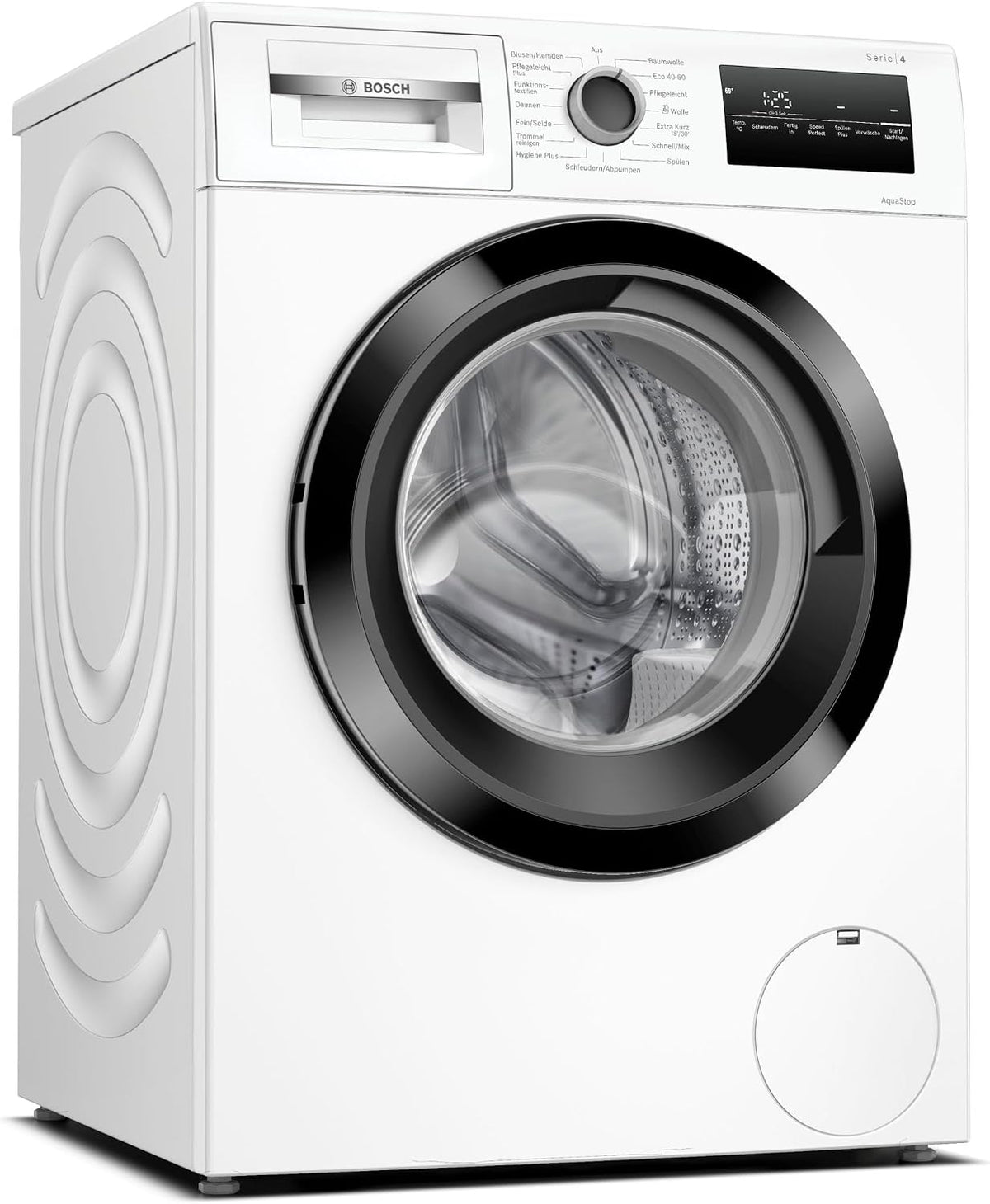 Bosch Waschmaschine, 60 cm, 8 kg, Weiß/Schwarz, WAN28K43 Serie 4, Frontlader mit Fassungsvermögen, 1400 UpM, EcoSilence Drive