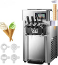 ZHIMAI Eismaschine, 1200 W, 18 l, Silber/Schwarz, Kommerzielle, 3 Geschmacksrichtungen, sanfter Service, Kommerzielle Soft mit LCD-Panel