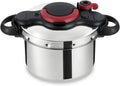 Tefal Schnellkochtöpfe, 22 cm, 6 l, Silber/Schwarz/Rot, Clipso Minut Easy Druckkochtopf, Edelstahl, bunt