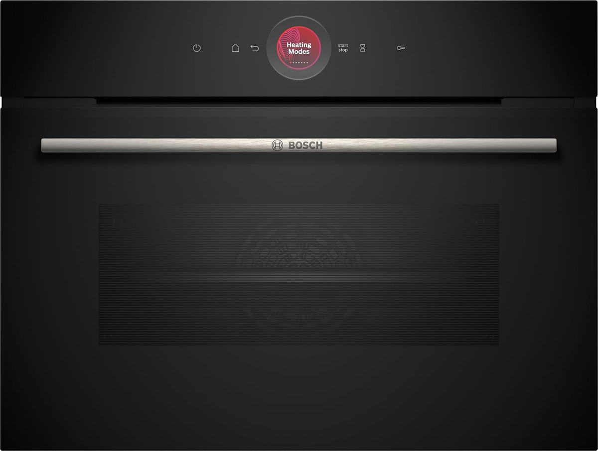 Bosch Backofen, 60 x 45 cm, Schwarz, CBG7741B1, Serie 8 Smarter Einbau-Kompakt, Made in Germany, Pyrolyse und Hydrolyse Selbstreinigung
