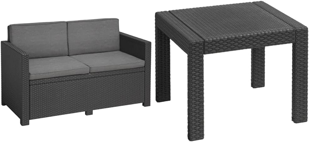 Sofa Keter, 59 x 59 x 43 cm, Graphit/Grau, Allibert by Gartenlounge Victoria, Graphite/grau, 2-Sitzer, Graphit