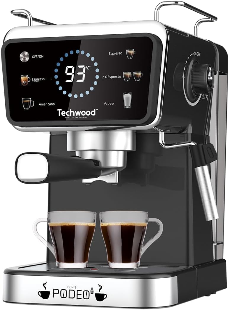 Techwood Kaffeemaschine, Schwarz/Silber, Espressomaschine TCA-1386EXN