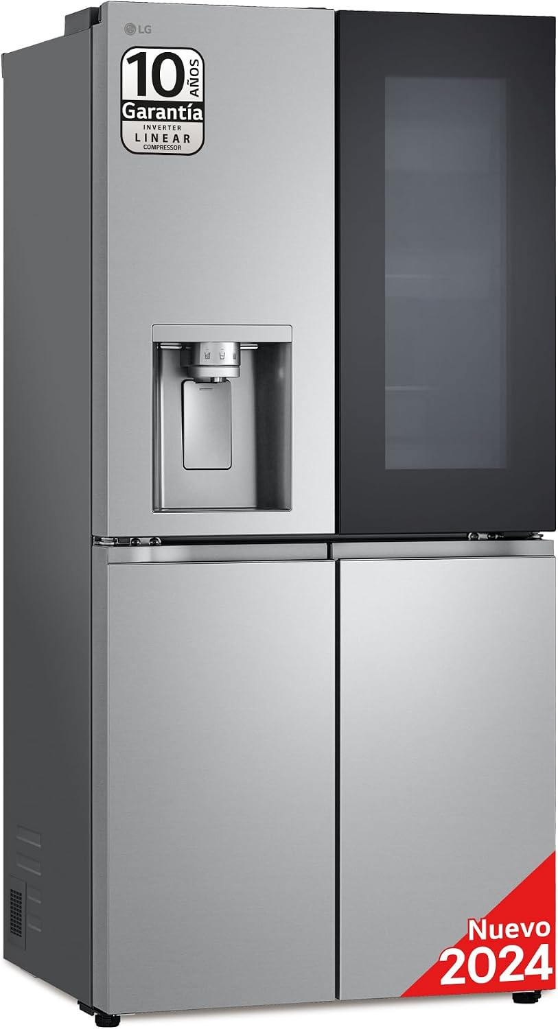 LG Side-by-Side-Kühlschrank, 508 L, Silber/Schwarz, GMG861MBAE InstaView SLIM Multi-Door, Klasse E, Kühlschrank mit Gefrierfach