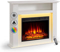 BALDERIA Elektrokamin, 2000 W, weiß, Liora - Elektrischer Standkamin mit Ablagefach, 3D-Flammeneffekt, LED-Ambientebeleuchtung
