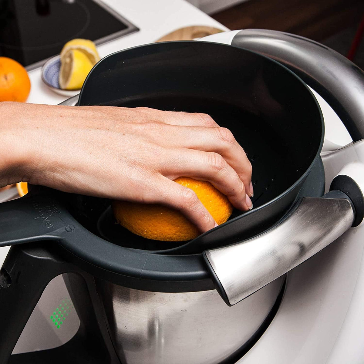 mixcover Saft- & Zitruspressen, Schwarz/Silber, Saftpresse für Vorwerk Thermomix TM6 Gerät und Vorwerk