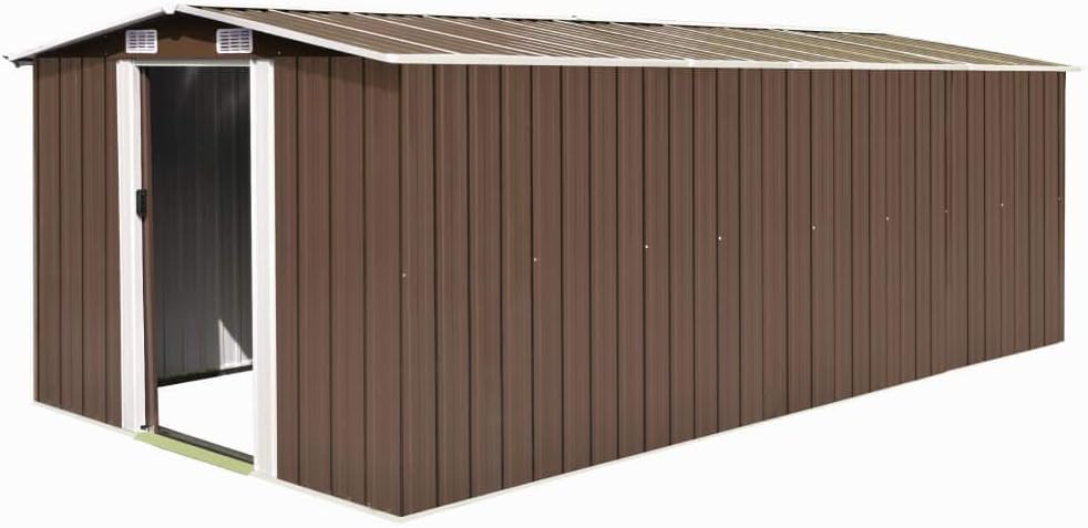 Gerätehaus CIADAZ, 257x489x181 cm, Braun/Weiß, Geräteschuppen, Gartenhaus, Fahrradgarage, Gartenhütte, Geräte Schuppen