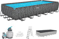 Bestway Pools & Schwimmbecken, 732 x 366 x 132 cm, 30.045 Liter, Blau/Grau, APX365 Winterfestes Frame Pool Set