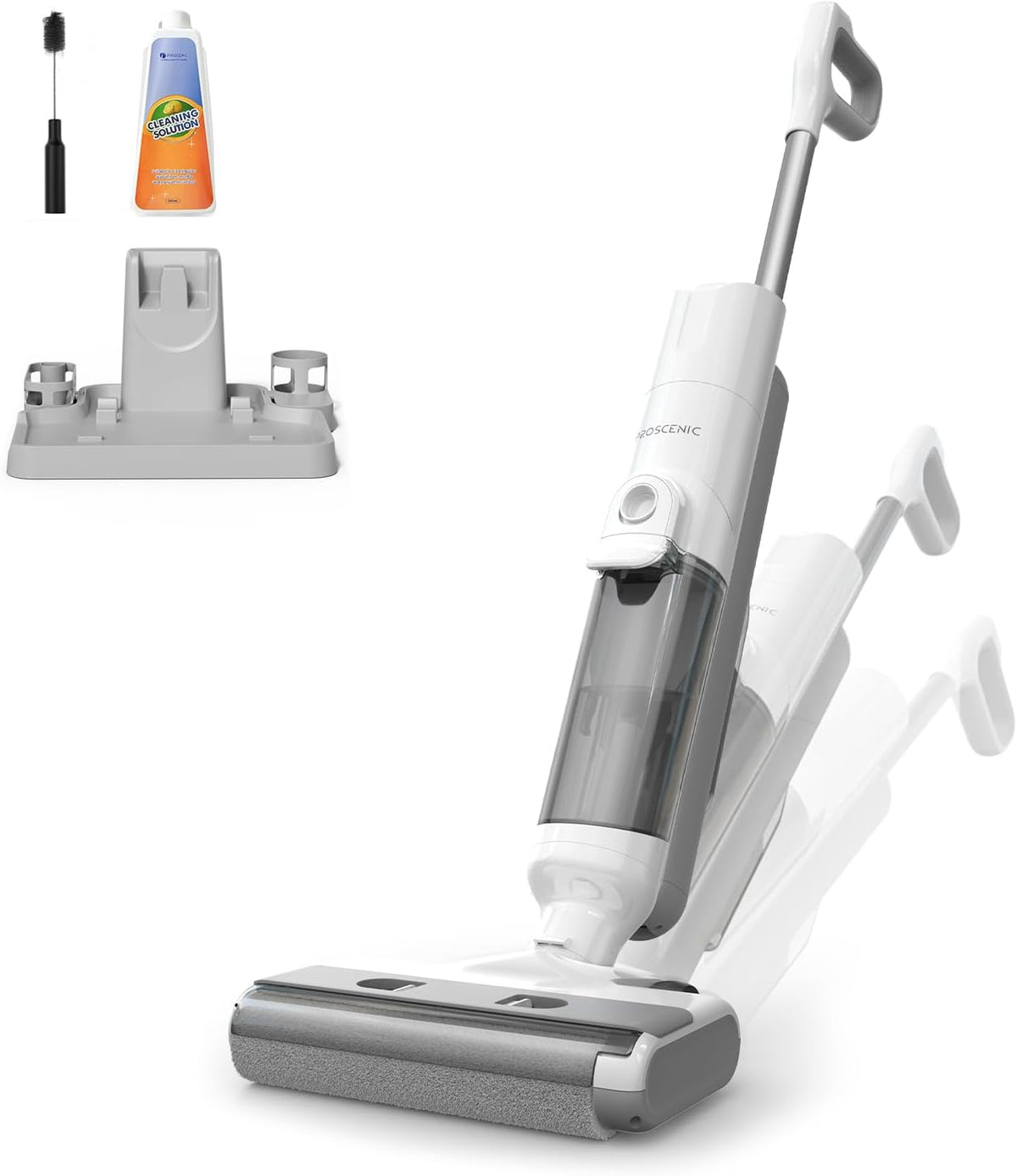 Proscenic Staubsauger, 1.3 L, Weiß/Grau, F10 Ultra+ Nass Trockensauger, 60 Min mit Wischfunktion, Saugwischer Smart 3 in 1