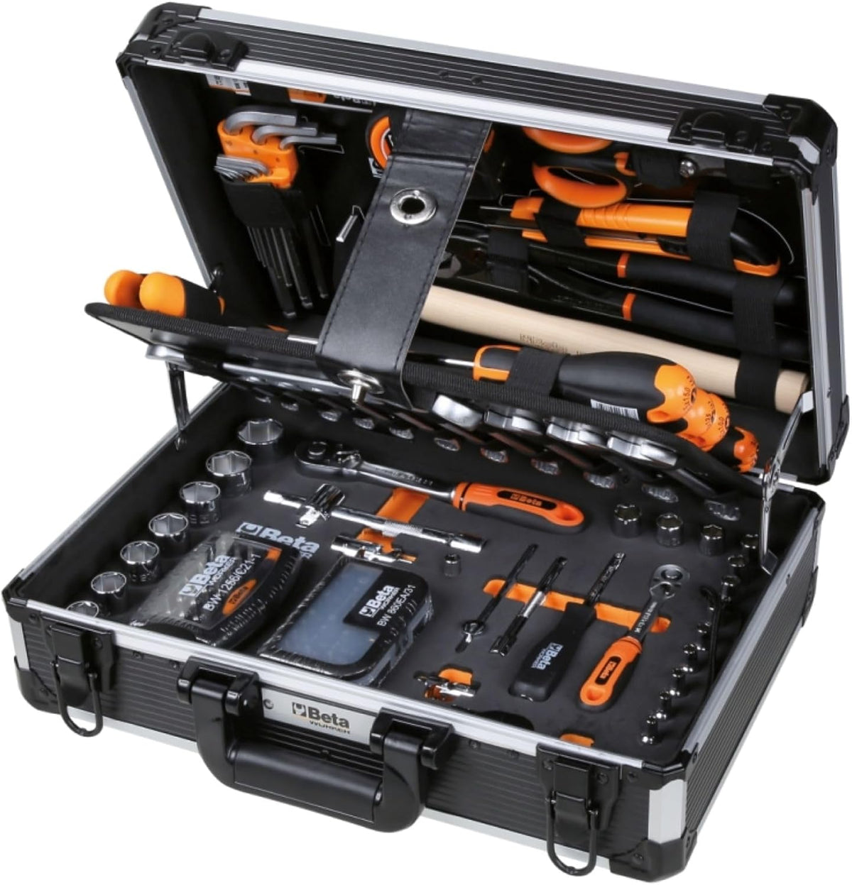 Beta Multifunktionswerkzeuge, Schwarz/Orange, BW 2054E-128, Kunststoffkoffer mit Sortiment von 128 Werkzeugen