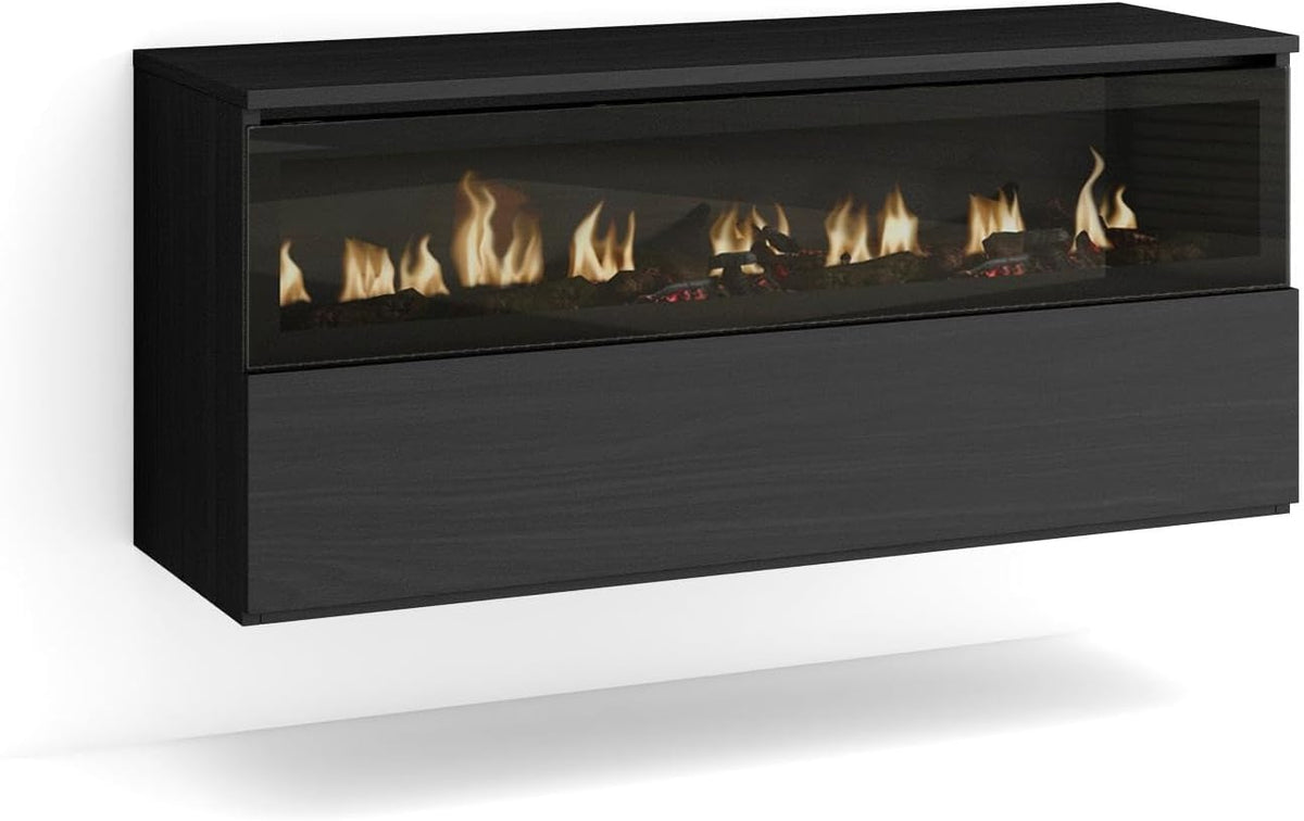 Skraut Home Elektrokamin, 102x45x35 cm, Schwarz, Elektrische Kamine, 1 Öffnung, 1 Tür, . Maße, Hängend, Moderner Stil
