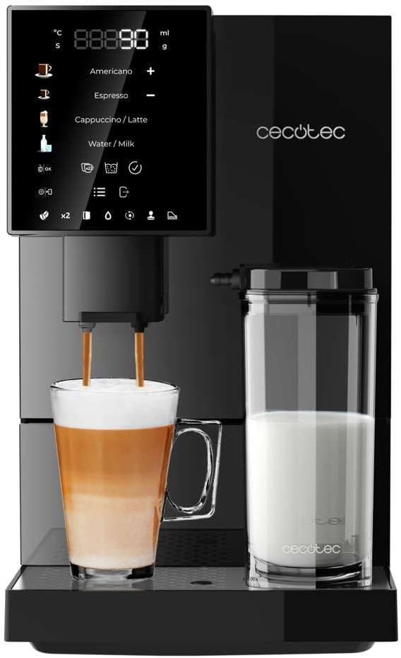 Cecotec Kaffeemaschine, 1350 W, 19 Bar, schwarz, Superautomatische Cremmaet Compactccino., Thermoblock, Pumpendruck
