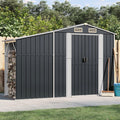 Gerätehaus SECOLI, 277 x 93 x 179 cm, Anthrazit, mit Holzunterstand Fahrradgarage Metall Unterstand