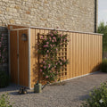 Woonisher Gerätehaus, 118x382x178 cm, Verzinkter Stahl, Metall, Holzoptik, Wandmontiertes Gartenhaus Braun Verzinkter Stahl
